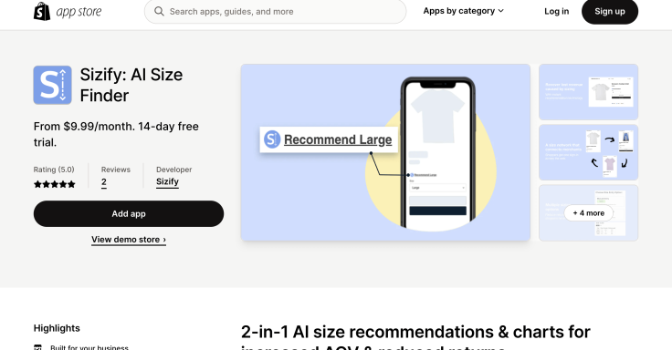 Sizify AI Size Chart