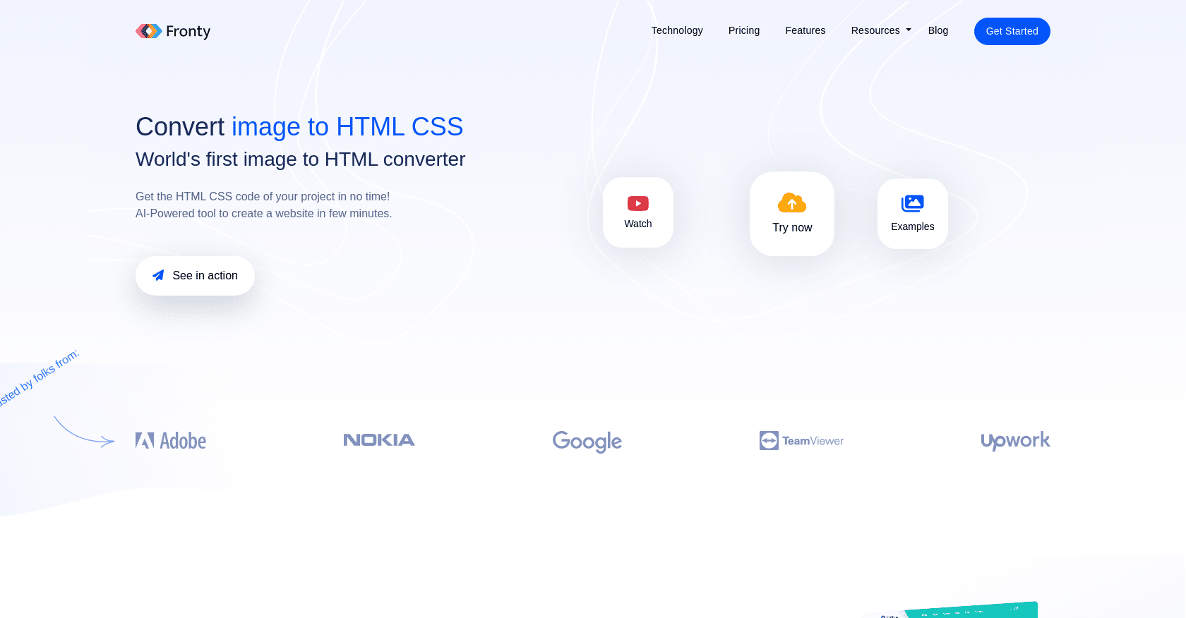 Fronty convert image to html css