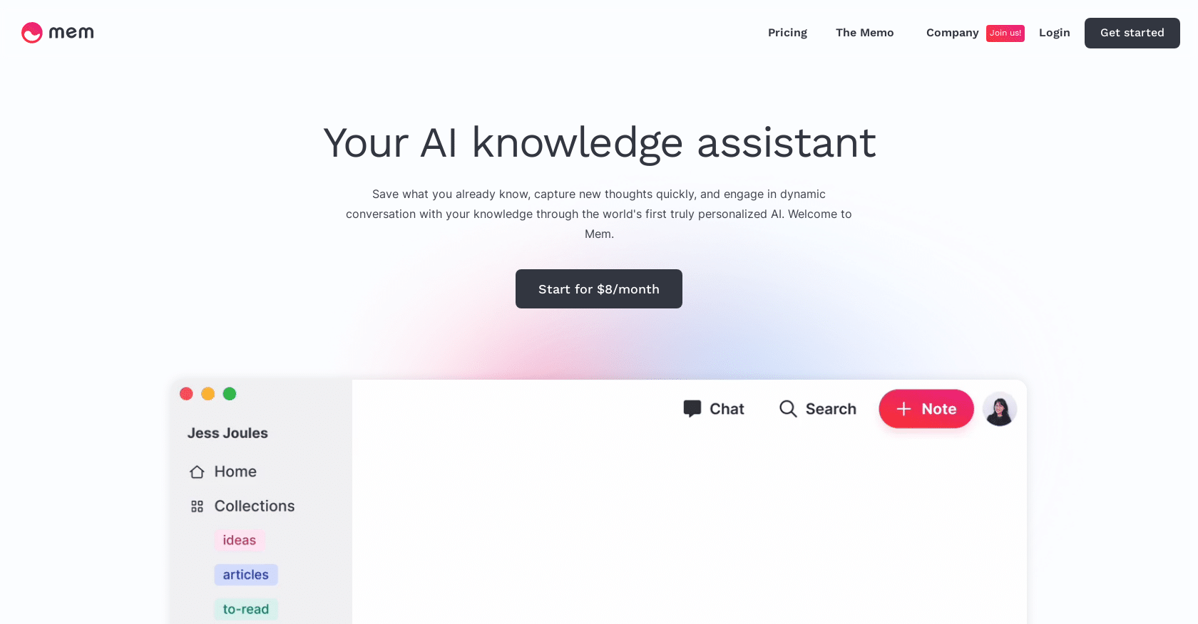 Mem AI: AI Notes For Busy Professionals