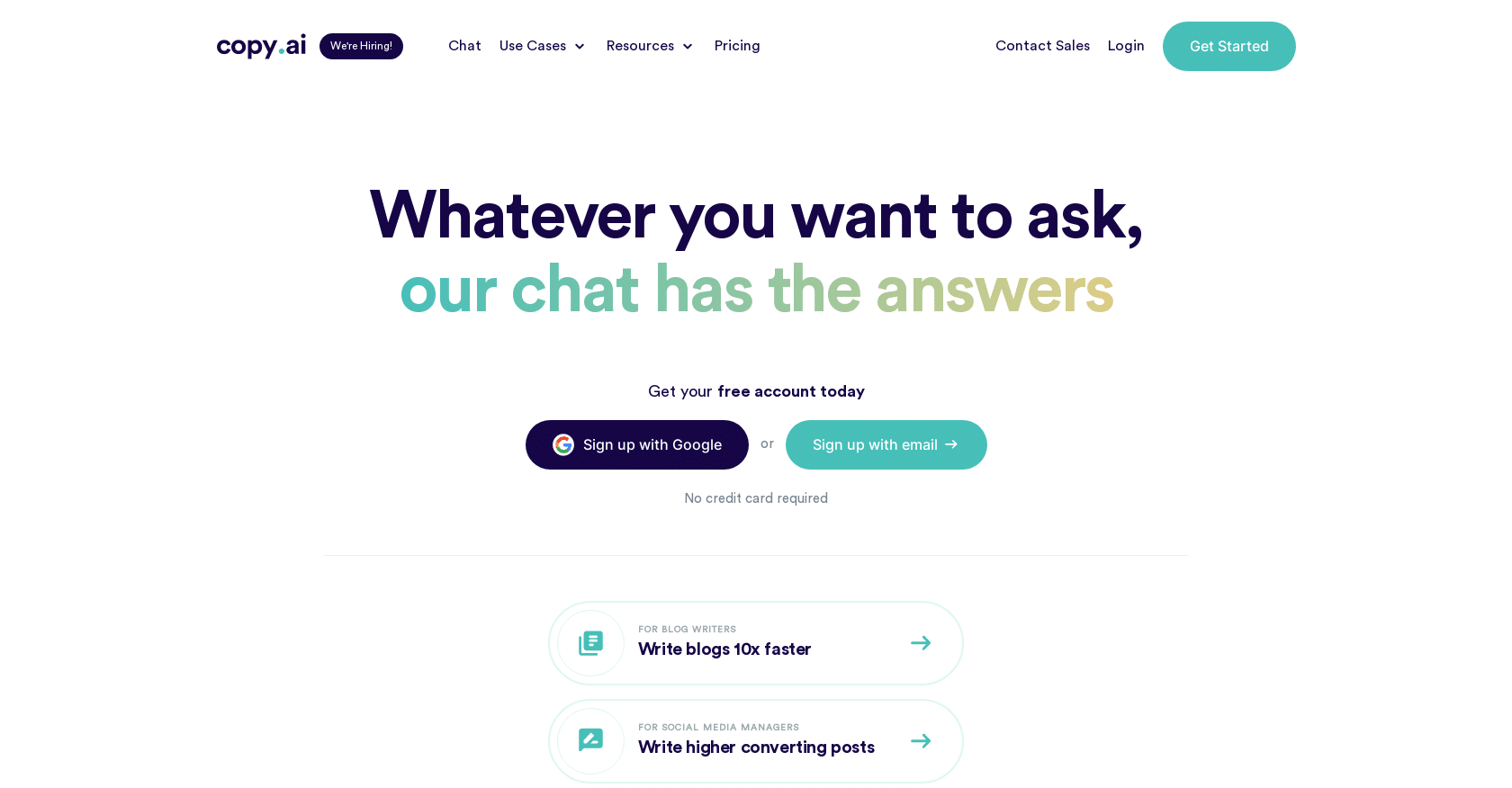 Copy.ai Chat: AI-Powered Sales & Marketing Solution