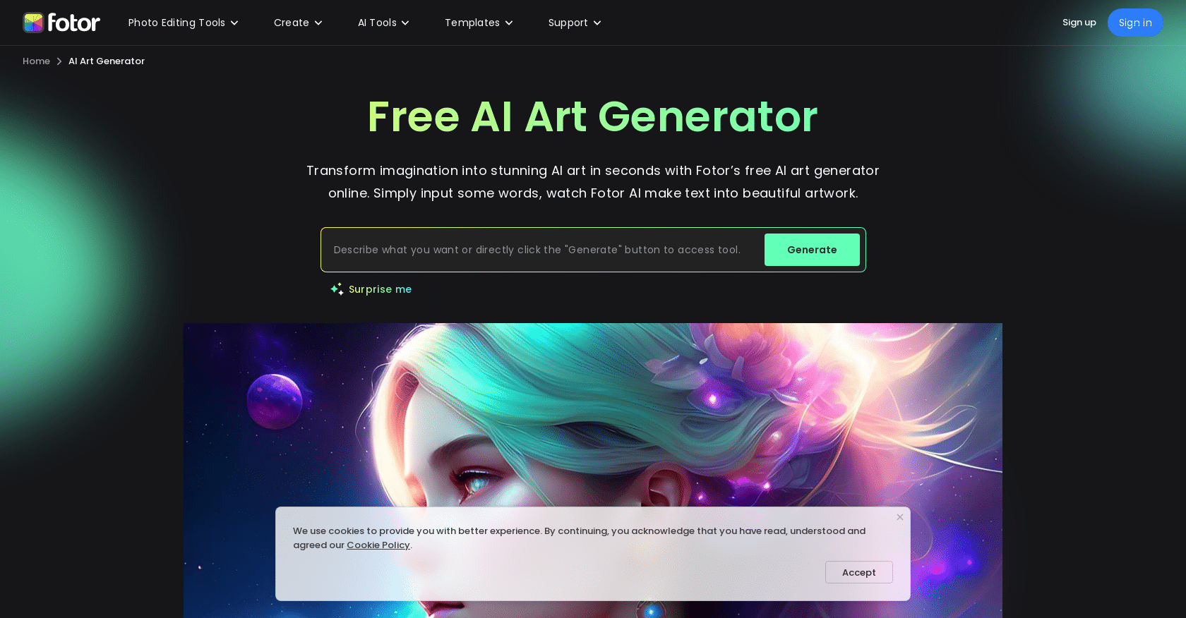 Fotor ai generator free ai art generator tool