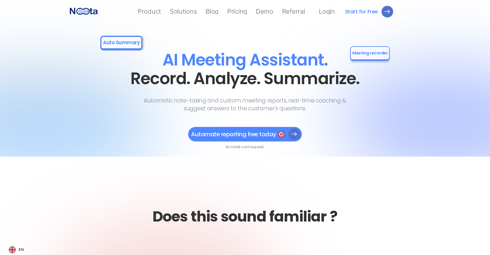 Noota: Screen Recorder and Meeting Assistant Tool