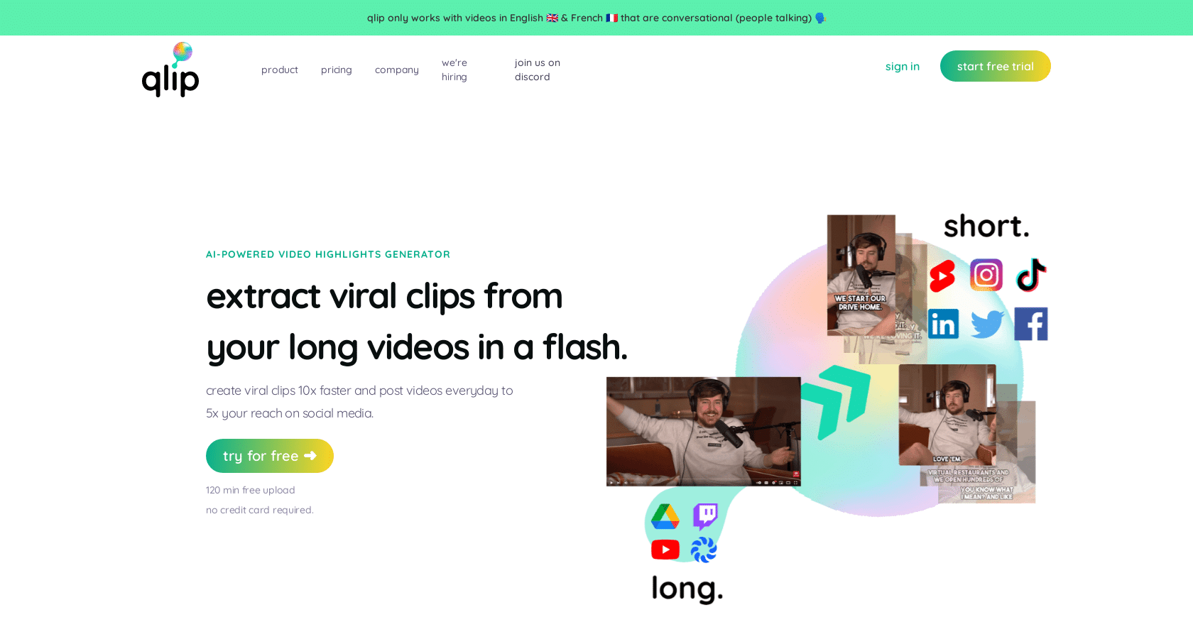 Qlip AI Video Clip Creator for Social Media