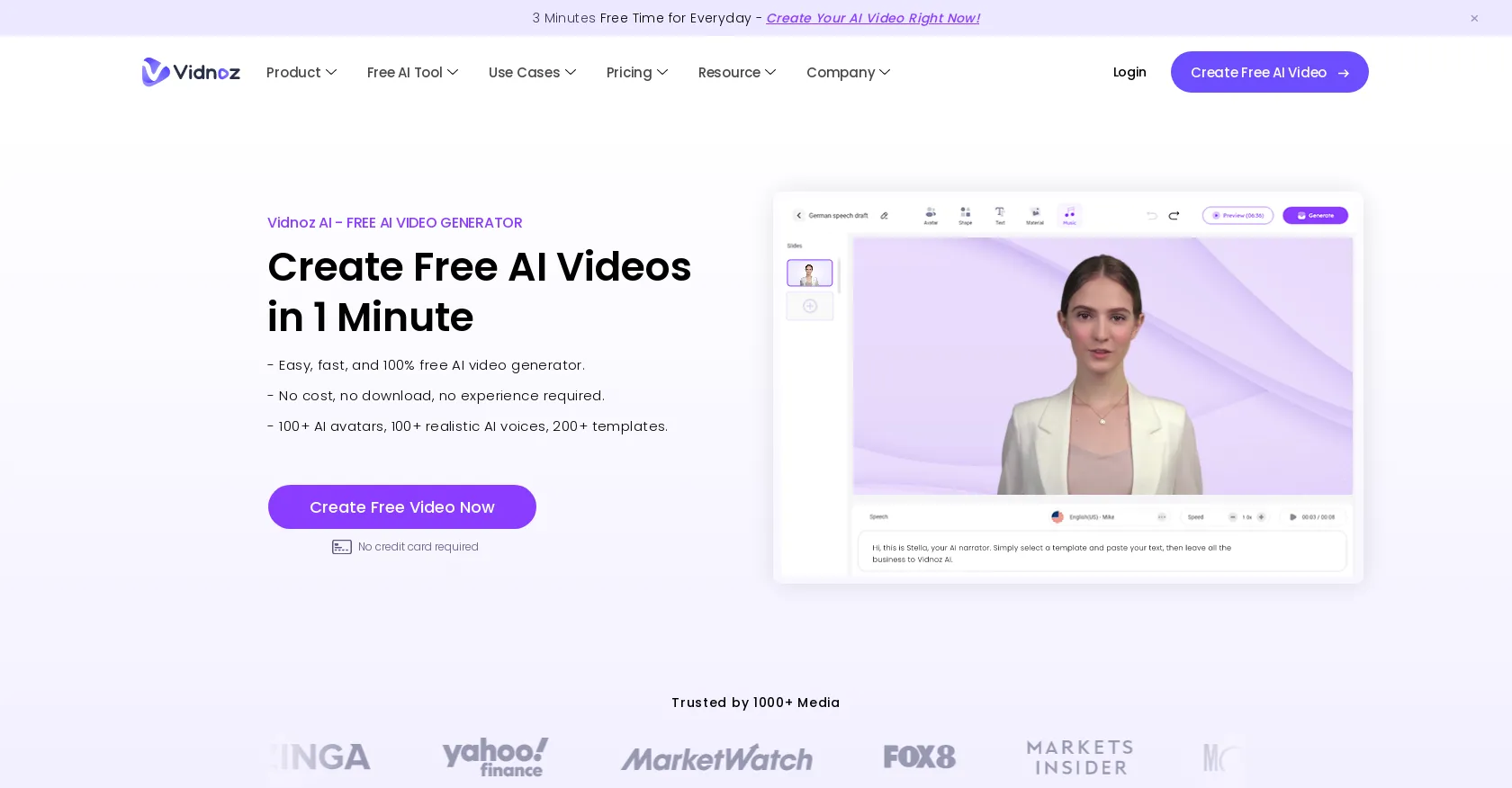 Vidnoz AI Face Swap, Free Video Generator