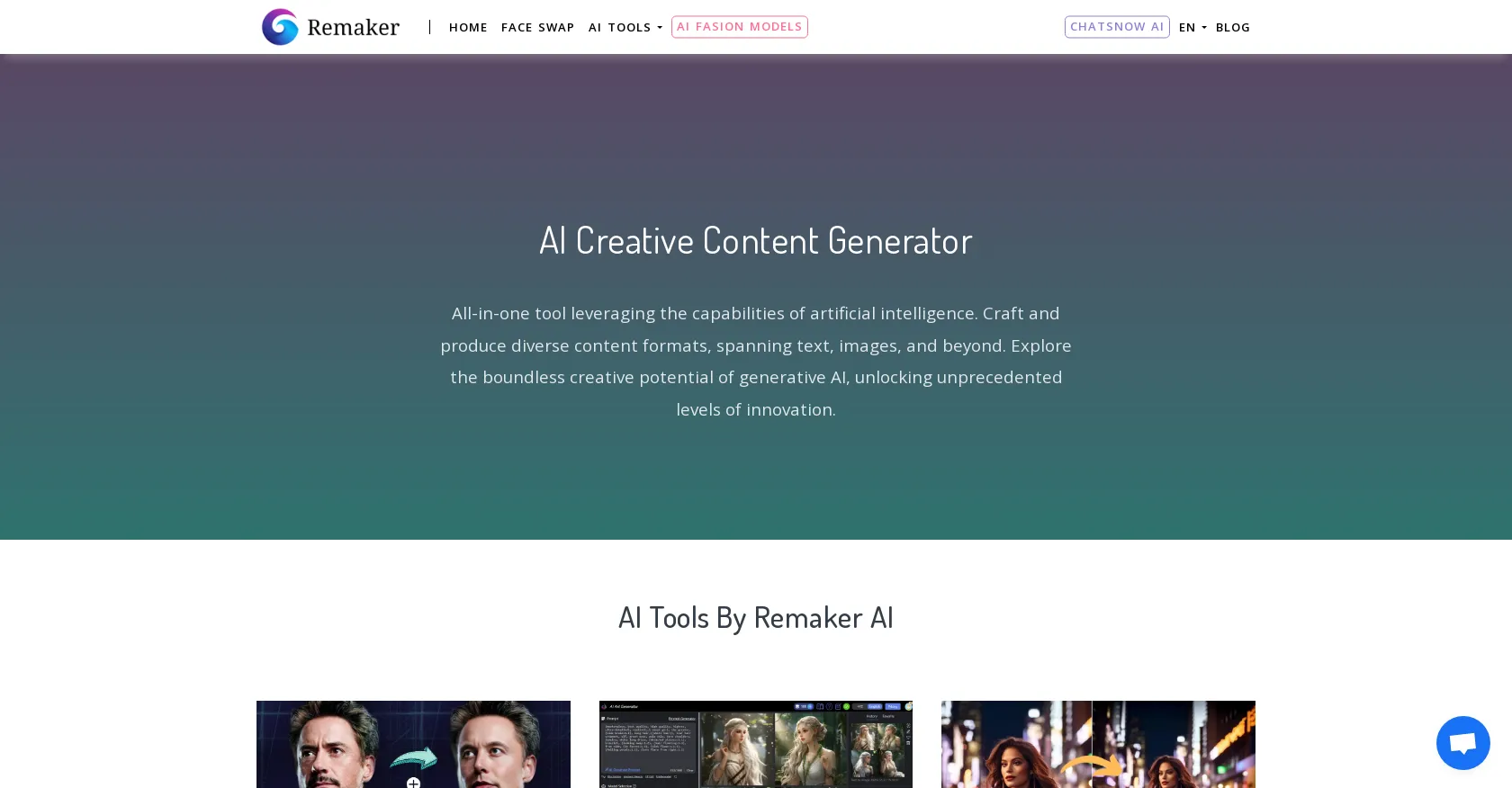 Remaker AI: Content Generator, Face Swap Free Online Tool