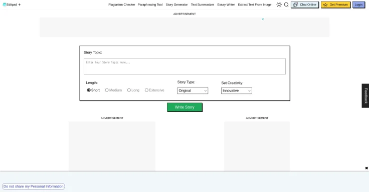 Editpad AI Story Generator